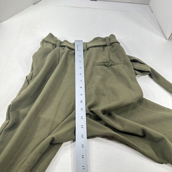 Derek Heart Women's Size Medium Pant Olive Green With Tie Belt Preowned - Picture 11 of 13